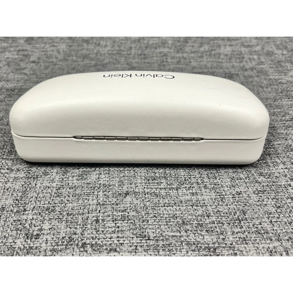 Calvin Klein White Hard Shell Sunglasses Eyeglass Case Black Felt Lining Logo